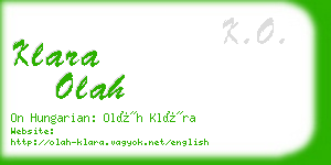 klara olah business card